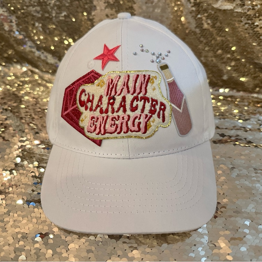 'Main Character Energy' White Ball Cap